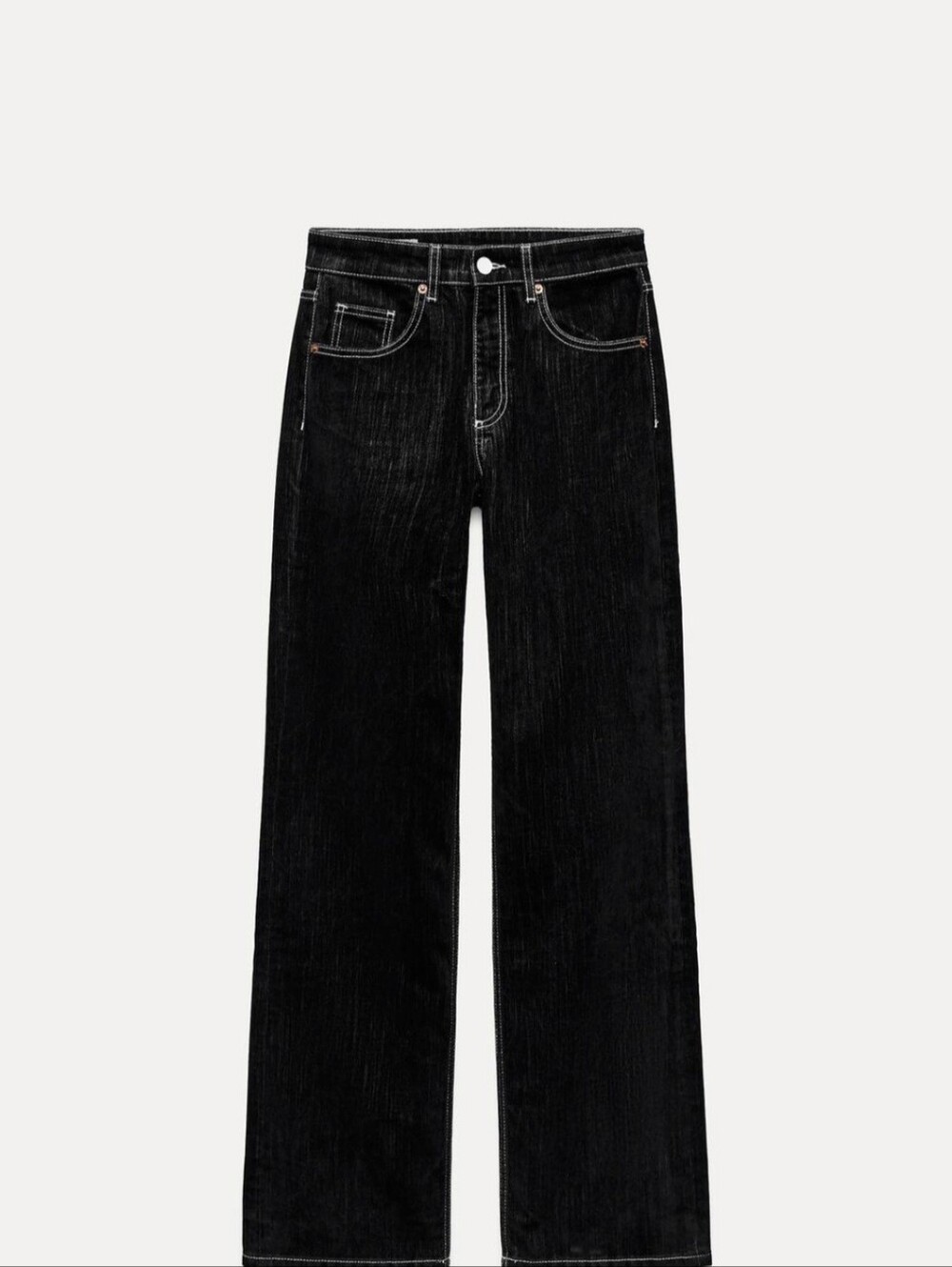 Zara TRF Flocked Straight Leg Jeans Denim Pants - Picture 3 of 11